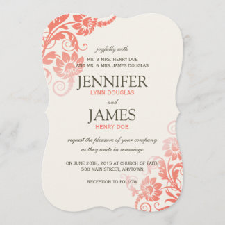 Classy Ombre Coral Wedding Invitations