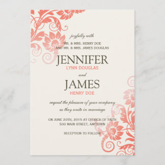 Classy Ombre Coral Wedding Invitations (5x7)
