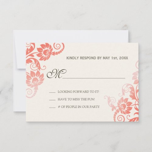 Classy Ombre Coral Wedding RSVP