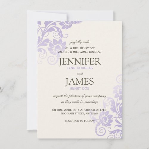 Classy Ombre Lilac Wedding Invitations