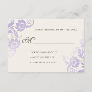 Classy Ombre Lilac Wedding RSVP Card
