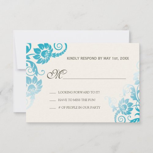 Classy Ombre Shades of Teal Wedding RSVP