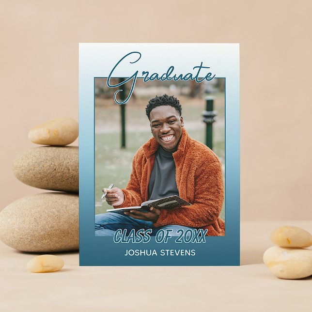 Classy Ombre Teal Blue Green Graduation Announcement (Creator Uploaded)