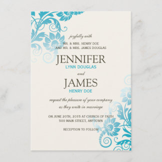 Classy Ombre Teal Wedding Invitations