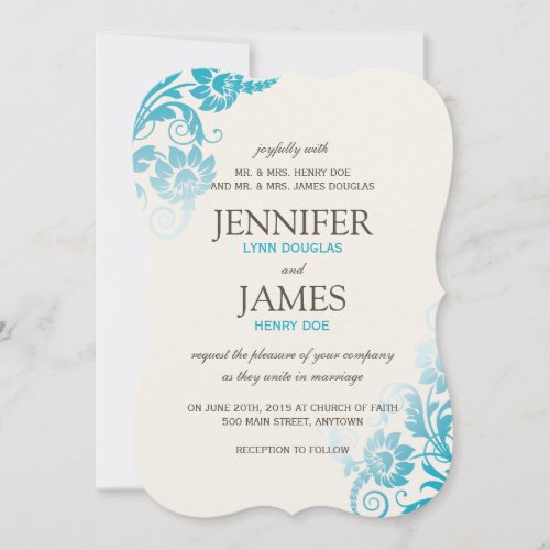 Classy Ombre Teal Wedding Invitations