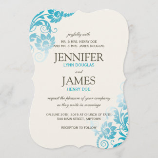 Classy Ombre Teal Wedding Invitations