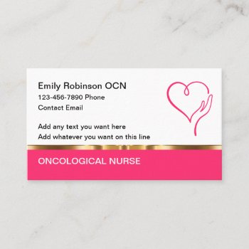 Classy Oncological Nurse Elegant Business Cards by Luckyturtle at Zazzle