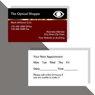 Classy Ophthalmologist Appointment Business Cards