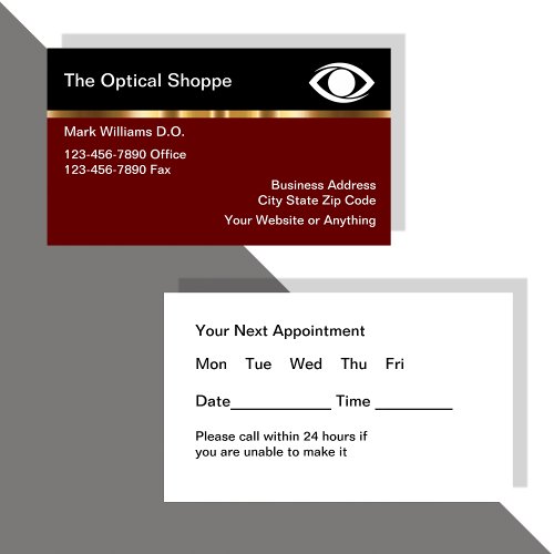 Classy Ophthalmologist Appointment Business Cards