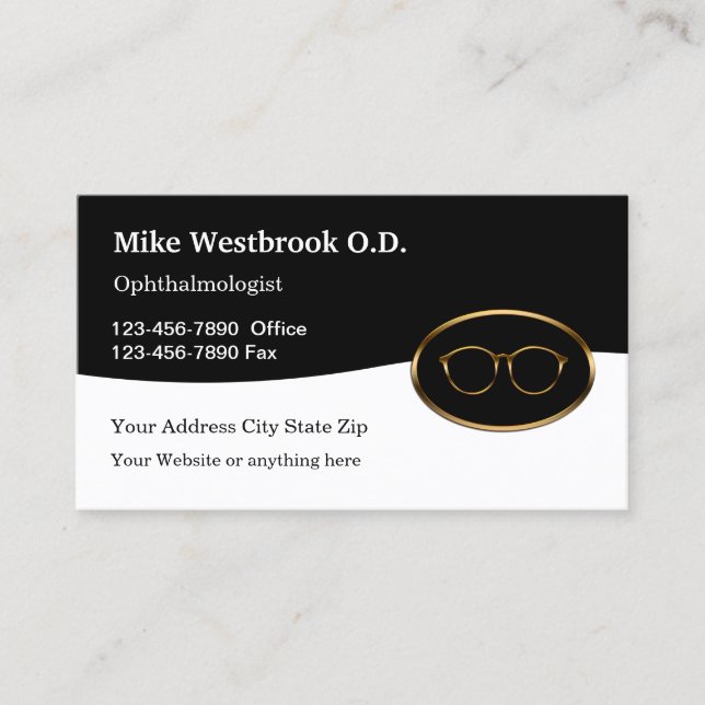 Classy Ophthalmologist Eye Doctor Vision Theme Business Card (Front)