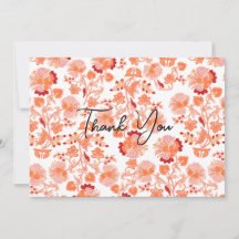 Classy Orange Floral Print Wallpaper Thank you