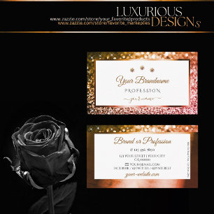 Classy Orange Pink Ombre Glitter White Diamonds Business Card
