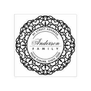 CLASSY ORNATE CUSTOM FAMILY NAME RETURN ADDRESS RUBBER STAMP