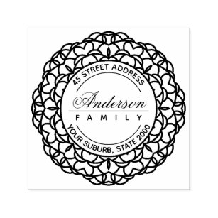 Custom Logo Double Round Border Stamp 3 Lines of Text-Self-Inking Stamper Black 
