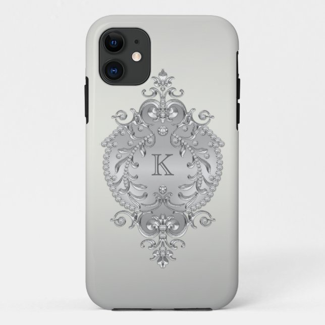 Classy, Ornate Diamonds Monogram Case-Mate iPhone Case (Back)