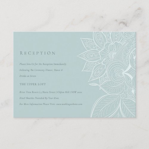 Classy Ornate Paisley Dusky Blue Wedding Reception Enclosure Card
