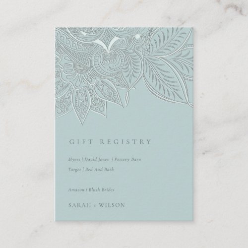 Classy Ornate Paisley Dusky Blue Wedding Registry Enclosure Card