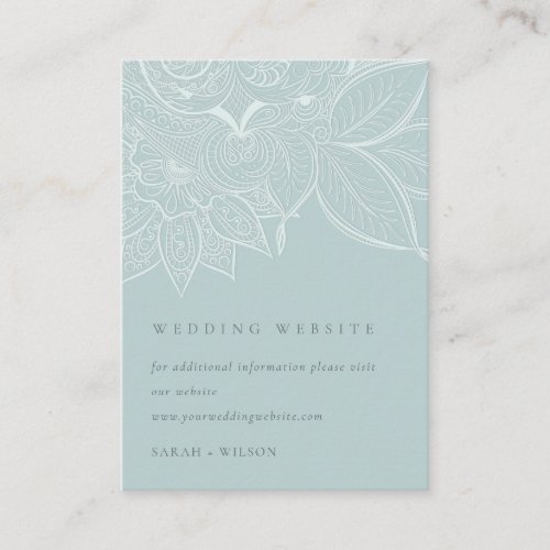 Classy Ornate Paisley Dusky Blue Wedding Website Enclosure Card