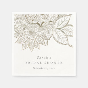 Classy Ornate Paisley Ivory Gold Bridal Shower Napkins