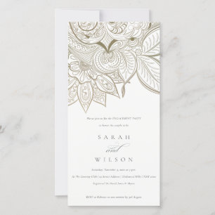 Classy Ornate Paisley Ivory Gold Engagement Invite