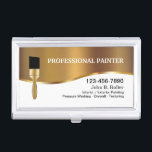 Classy Painter Modern Design Business Card Case<br><div class="desc">Classy professional painter business card case design with gold colored design elements and simple layout that includes a classy paint brush symbol that adds a touch of class to the design. Created for a house painter or paint contractor that does residential or commercial painting and coatings.</div>