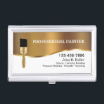 Classy Painter Modern Design Business Card Case<br><div class="desc">Classy professional painter business card case design with gold colored design elements and simple layout that includes a classy paint brush symbol that adds a touch of class to the design. Created for a house painter or paint contractor that does residential or commercial painting and coatings.</div>