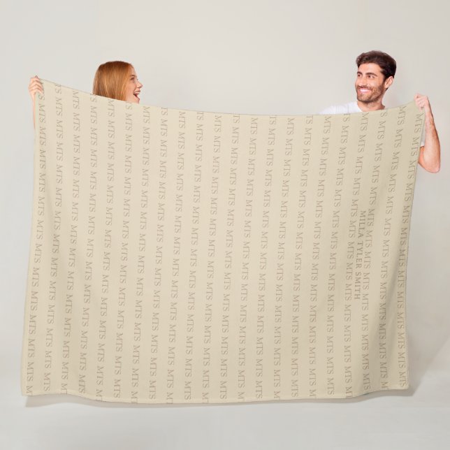 Classy pale taupe typography pattern of initials fleece blanket (In Situ)