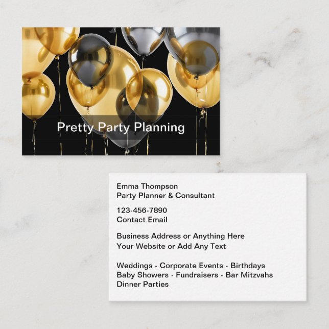 Classy Party Planner Business Cards  (Front/Back)