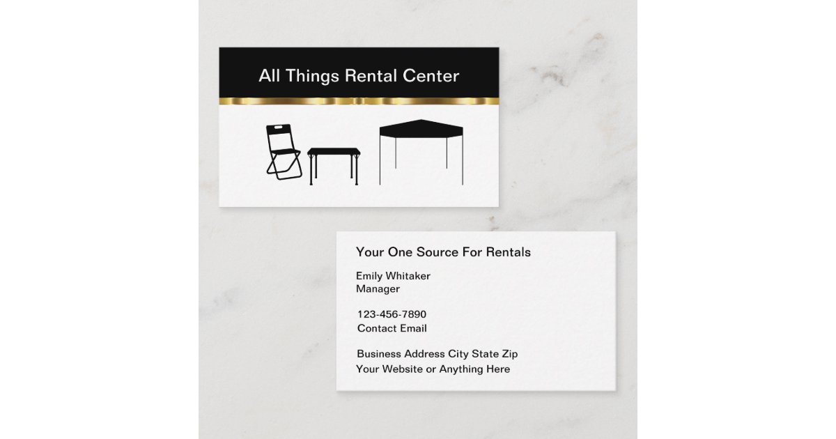 Classy Party Rental Center Business Cards | Zazzle