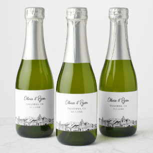 Classy Pasadena Wedding Favor Custom Mini Sparkling Wine Label