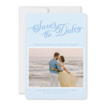 Classy Pastel Blue Elegant Script Save The Date