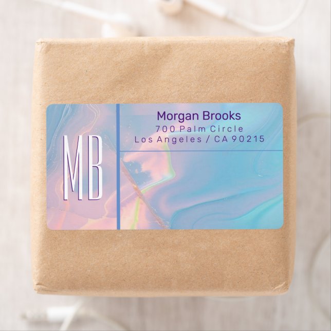 Classy Pastel Marble Monogram Address Label (Insitu)