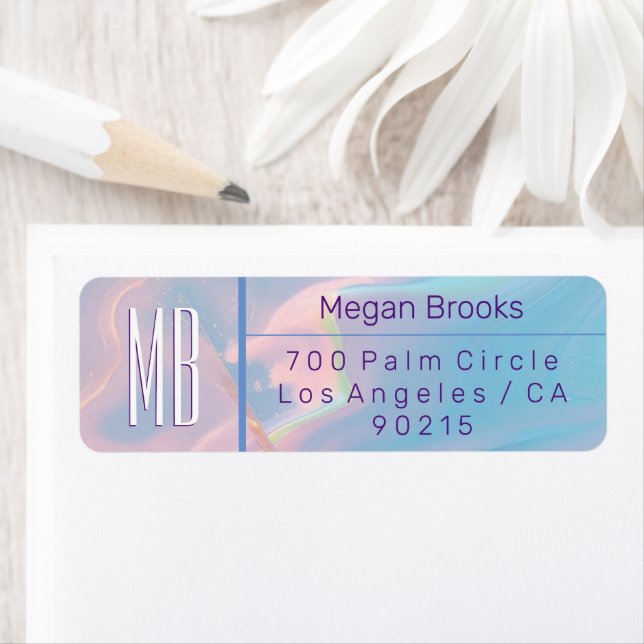 Classy Pastel Marble Monogram Address Label (Insitu)