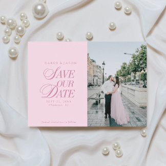 Classy Pastel Pink Elegant Save the Date Card