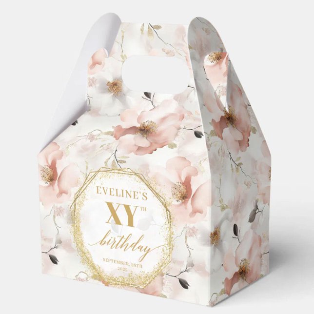 Classy Pastel Pink Rustic Gold Birthday Favor Box (Classy Pastel Pink Rustic Gold Birthday Favor Box)