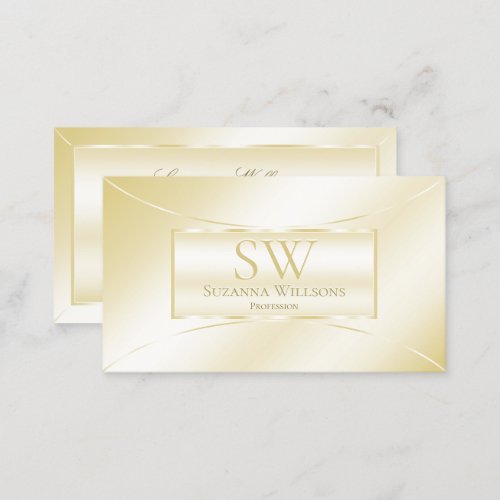 Classy Pastel Silk Gold Decorative with Monogram Business Card