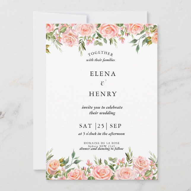 Classy Pastel Wildflower Secret Garden Wedding Invitation (Front)