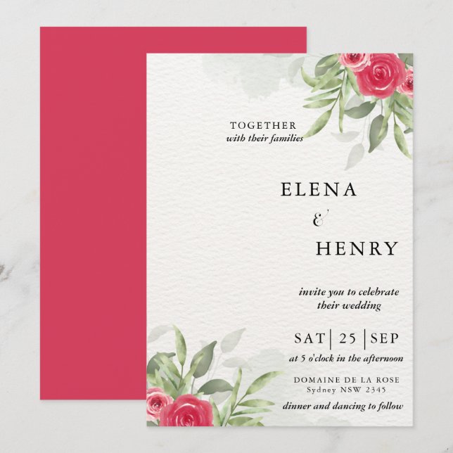 Classy Pastel Wildflower Secret Garden Wedding Invitation (Front/Back)