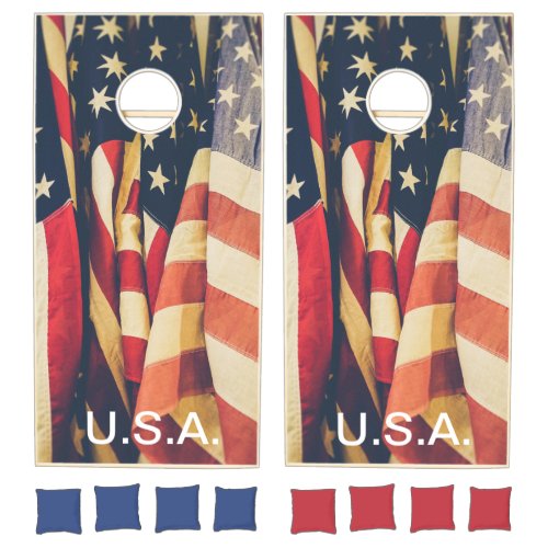 Classy Patriotic American Flag Cornhole Set