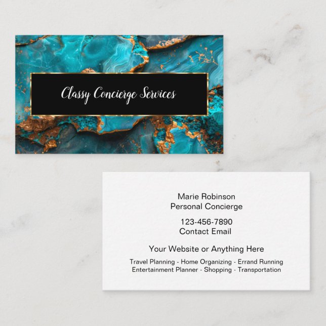 Classy Personal Concierge And Assistant Business Card (Front/Back)