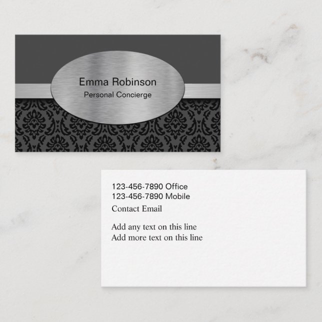Classy Personal Concierge Elegant Business Cards (Front/Back)
