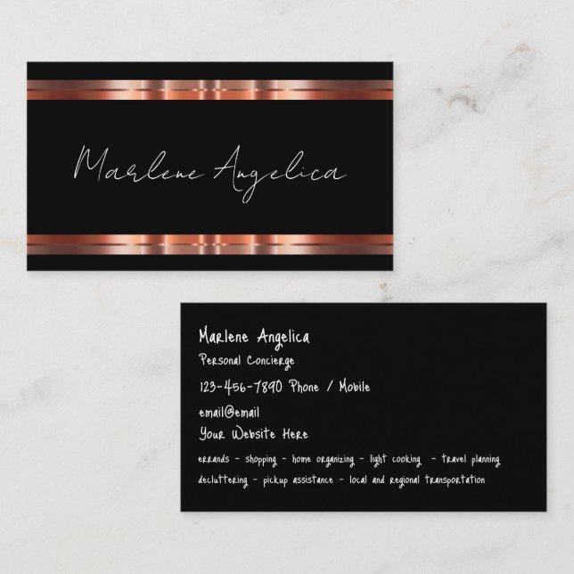 Classy Personal Concierge Services Business Card (Front/Back)