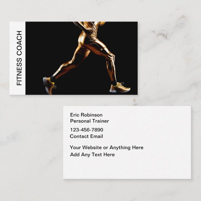 Classy Personal Fitness Coach Theme Business Card (Front/Back)