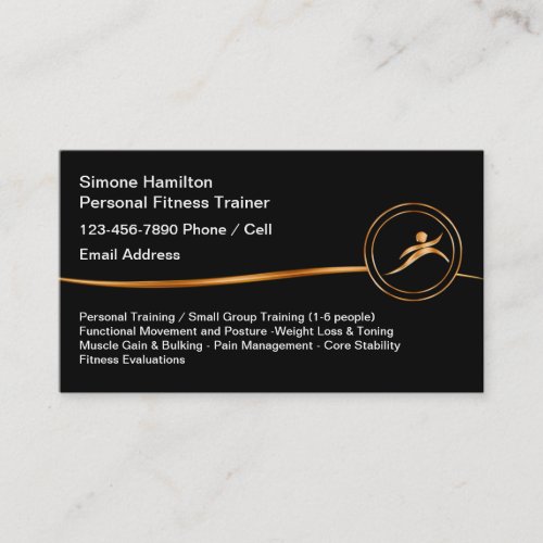 Classy Personal Fitness Trainer Business Cards