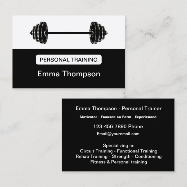 Classy Personal Fitness Trainer Cool Business Card (Front/Back)