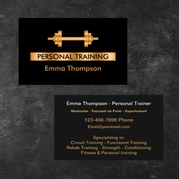 Classy Personal Trainer Fitness Business Card by Luckyturtle at Zazzle
