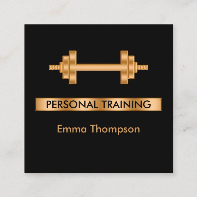 Classy Personal Trainer Fitness Square Business Card (Front)