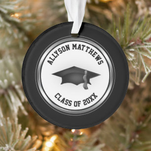 Classy Personalized Graduation Cap and Tassel Ornament