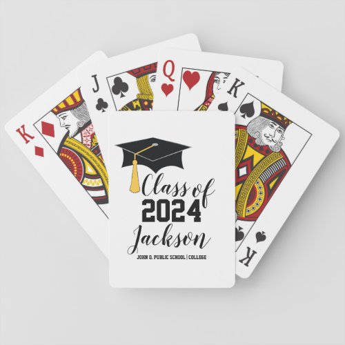 Classy Personalized Graduation Cap and Tassel Playing Cards