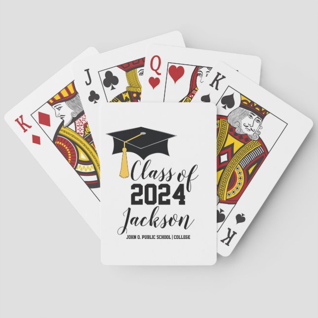 Classy Personalized Graduation Cap and Tassel Poker Cards (Back)